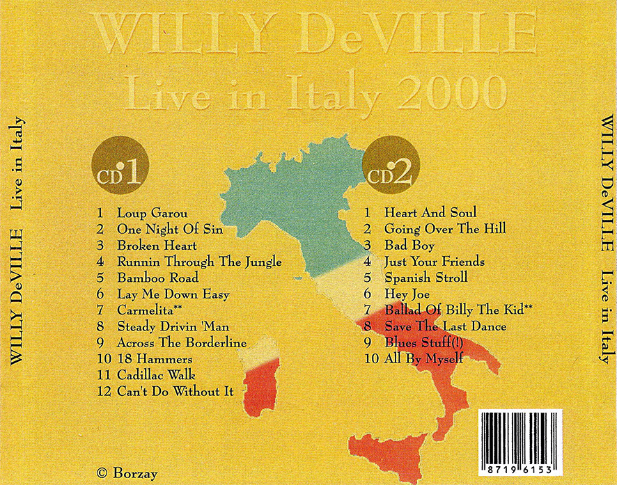 willy deville cd live in italy in april 2000 tray out
